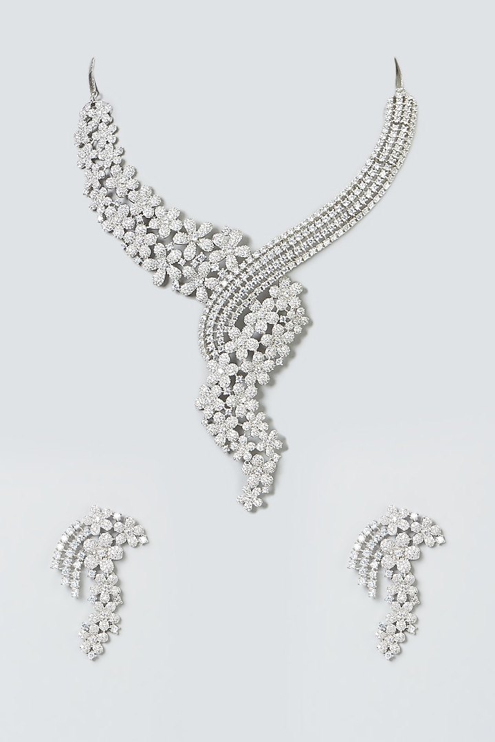 White Finish Zircon Necklace Set by Aster at Pernia's Pop Up Shop